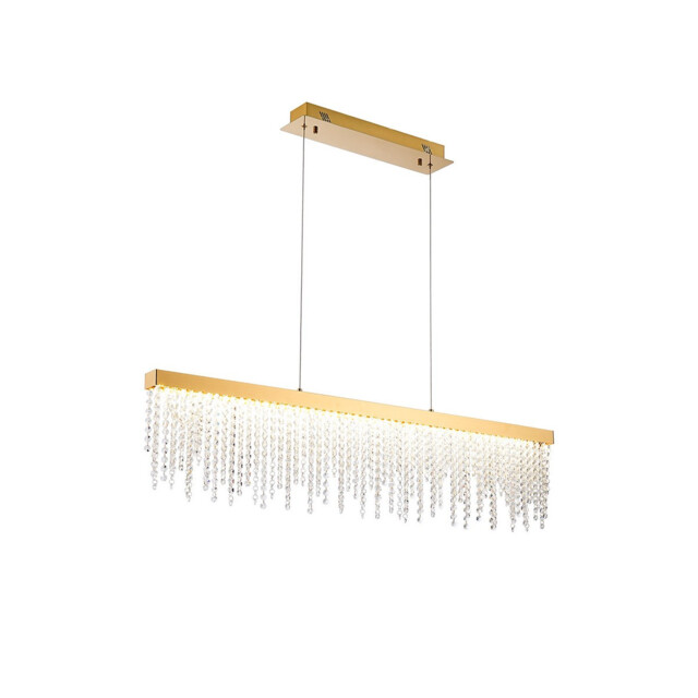 Bano Linear Dimmable Pendant 40W LED, 4000K, 4200lm, French Gold / Crystal Chain, 3yrs Warranty - image 1