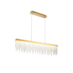 Bano Linear Dimmable Pendant 40W LED, 4000K, 4200lm, French Gold / Crystal Chain, 3yrs Warranty - thumbnail 1