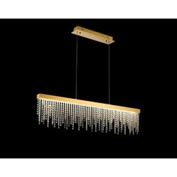 Bano Linear Dimmable Pendant 40W LED, 4000K, 4200lm, French Gold / Crystal Chain, 3yrs Warranty - thumbnail 2