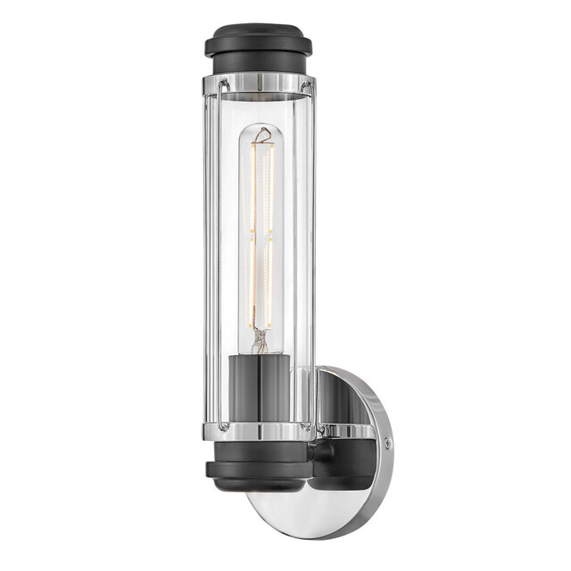 Masthead 1 Light Outdoor Wall Light Polished Chrome & Black IP44 - image 1