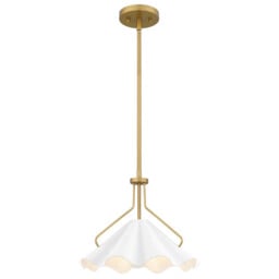 Quoizel Mejia Dome Pendant Ceiling Light Classic Aged Brass, Textured White Steel Shade 1x E27 - thumbnail 1