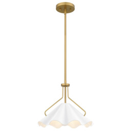Quoizel Mejia Dome Pendant Ceiling Light Classic Aged Brass, Textured White Steel Shade 1x E27