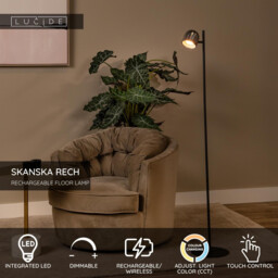 Lucide SKANSKA RECH - Rechargeable Floor lamp Indoor/Outdoor - Ø 23 cm - LED Dim. - CCT - 1x3W 3000K/6000K - IP44 - Grey iron - thumbnail 2