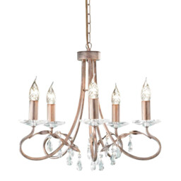 Christina 5 Light Chandelier Silver, Gold Finish, E14 - thumbnail 1