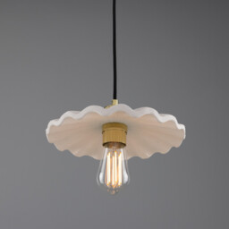 Kapok Dome Pendant, Matte White Striped, Polished Brass - thumbnail 2