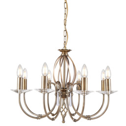 Aegean 8 Light Chandelier Aged Brass Finish, E14