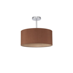 Baymont Polished Chrome E27 Semi Flush With 40cm x 18cm Dual Faux Silk Shade, Raw Cocoa/Grecian Bronze - thumbnail 5