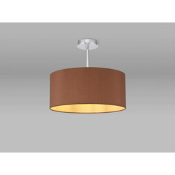 Baymont Polished Chrome E27 Semi Flush With 40cm x 18cm Dual Faux Silk Shade, Raw Cocoa/Grecian Bronze - thumbnail 2