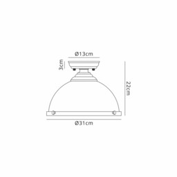 Dresden Flush Ceiling Lamp E27 With Round 31cm Metal Shade Antique Brass, Polished Nickel, Frosted White - thumbnail 2