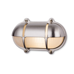 Nautic Outdoor Brass Bulkheads Wall Light Oval Nickel Finish IP64, E27