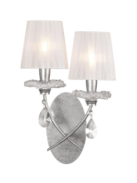 Sophie Wall Light, 2 x E14 (Max 20W), Silver Painting, White Shades - image 1