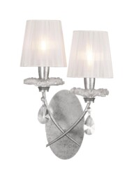 Sophie Wall Light, 2 x E14 (Max 20W), Silver Painting, White Shades - thumbnail 1
