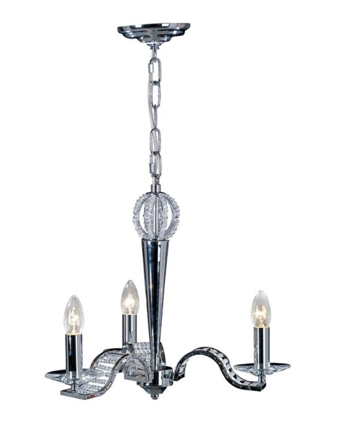 Niobe Ceiling Pendant Chandelier 3 Light Polished Chrome, Crystal - image 1