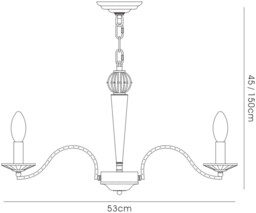 Niobe Ceiling Pendant Chandelier 3 Light Polished Chrome, Crystal - thumbnail 3
