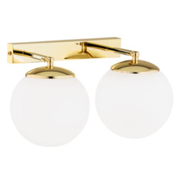 Satelite Plus Outdoor Twin Globe Wall Lamp Opal Matt, Brass Steel IP44 - thumbnail 2