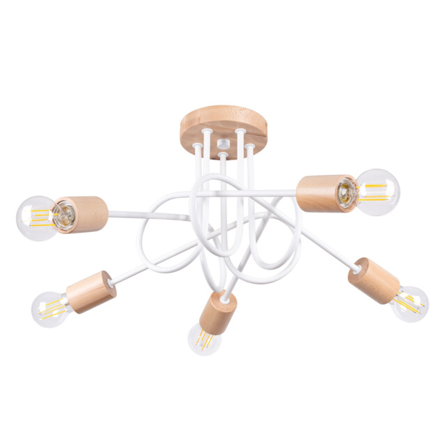 Ember Minimalist Semi Flush Ceiling 5 Light White - image 1