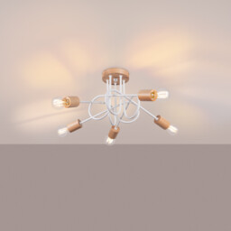 Ember Minimalist Semi Flush Ceiling 5 Light White - thumbnail 3