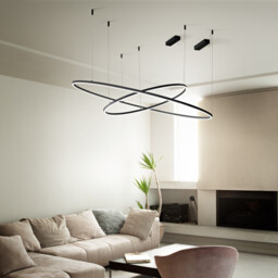ORACLE Slim 150cm DALI Dimmable 3000K Round Integrated LED Pendant Ceiling Light Black - thumbnail 2