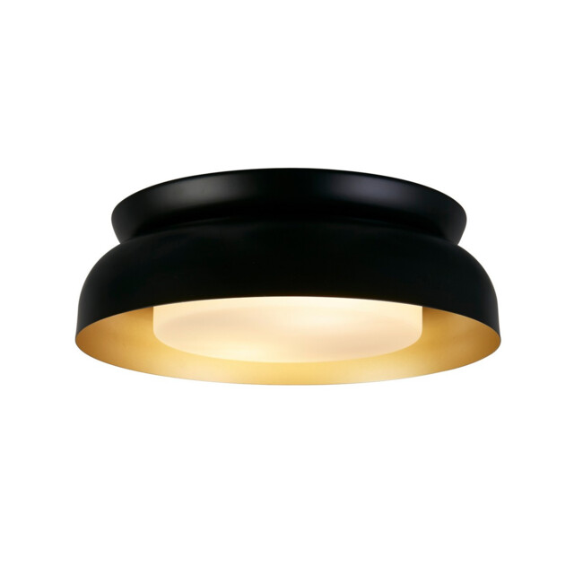 Kendal 2 Light Flush Light, Black & Gold Metal with Frosted Diffuser - image 1