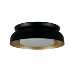 Kendal 2 Light Flush Light, Black & Gold Metal with Frosted Diffuser - thumbnail 2