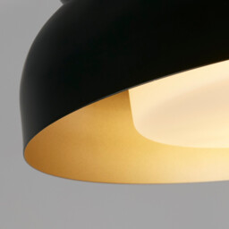 Kendal 2 Light Flush Light, Black & Gold Metal with Frosted Diffuser - thumbnail 3