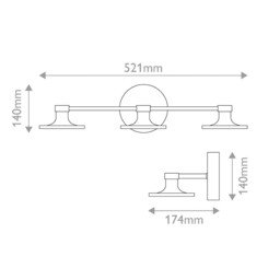 Issa 3 Light Integrated LED Wall Light Brushed Gold 3000K IP44 - thumbnail 3
