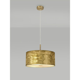 Baymont Antique Brass E27 Single Pendant With 40cm x 18cm Gold Leaf Shade With Frosted/AB Acrylic Diffuser - thumbnail 2