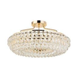 Coniston 60cm Semi Flush Ring Ceiling, 6 Light E14, French Gold/Crystal - thumbnail 5