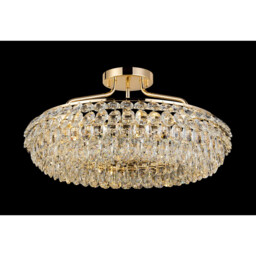 Coniston 60cm Semi Flush Ring Ceiling, 6 Light E14, French Gold/Crystal - thumbnail 2