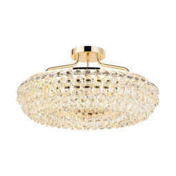 Coniston 60cm Semi Flush Ring Ceiling, 6 Light E14, French Gold/Crystal - thumbnail 1