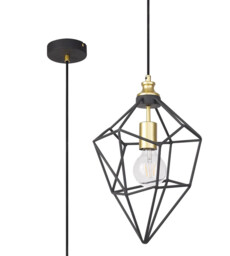 Clymer Medium Wire Pendant, 1 x E27, Painted Gold & Sand Black - thumbnail 5