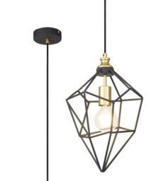 Clymer Medium Wire Pendant, 1 x E27, Painted Gold & Sand Black
