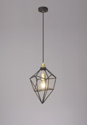 Clymer Medium Wire Pendant, 1 x E27, Painted Gold & Sand Black - thumbnail 3