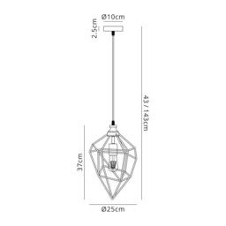 Clymer Medium Wire Pendant, 1 x E27, Painted Gold & Sand Black - thumbnail 2