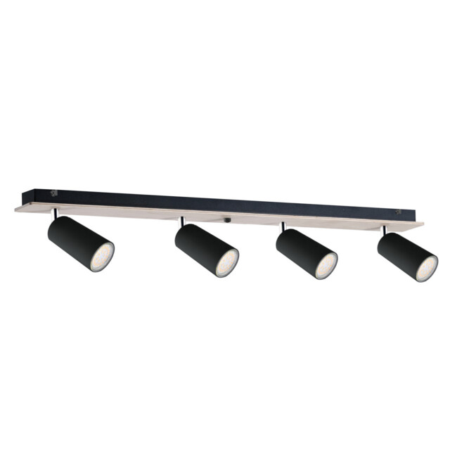 Eye Ceiling Spotlight Bar Black, Wood, 60cm, 4x GU10