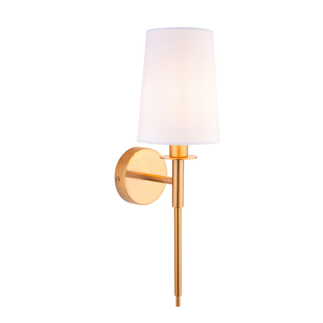 Florence Wall Lamp Vintage Brass Finish & Vintage White Fabric 6W LED E14 - image 1