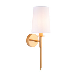 Florence Wall Lamp Vintage Brass Finish & Vintage White Fabric 6W LED E14 - thumbnail 1