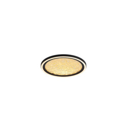 Luna LED Flush Light, Sand Black Metal & Gold Plastic Diffuser