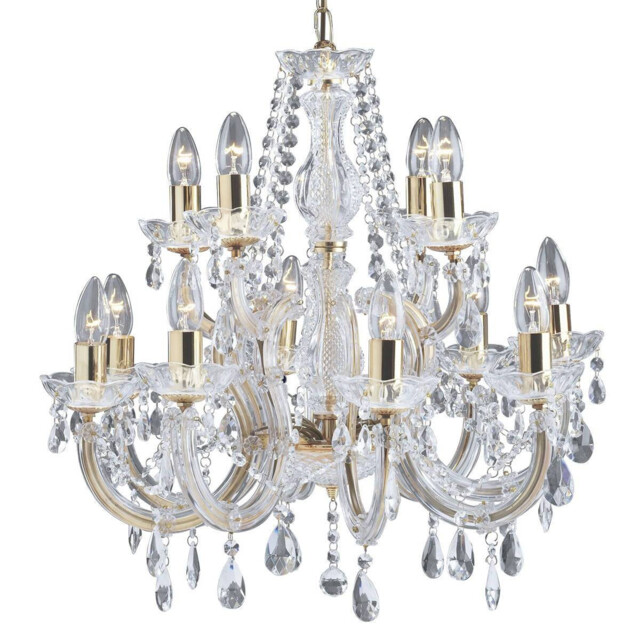 Marie Therese Crystal Chandelier 12 Light Polished Brass Finish, E14 - image 1
