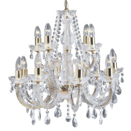 Marie Therese Crystal Chandelier 12 Light Polished Brass Finish, E14 - thumbnail 1