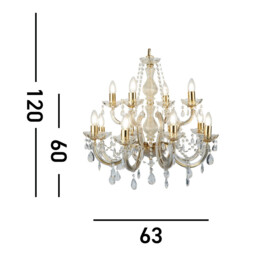 Marie Therese Crystal Chandelier 12 Light Polished Brass Finish, E14 - thumbnail 3