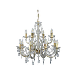 Marie Therese Crystal Chandelier 12 Light Polished Brass Finish, E14 - thumbnail 2