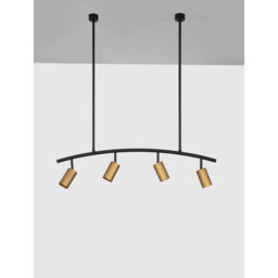 Pogno 4 Light Bar Pendant Ceiling Light Black, Gold Aluminium LED GU10 4x10W - thumbnail 3