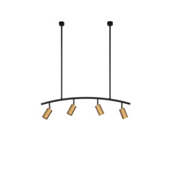 Pogno 4 Light Bar Pendant Ceiling Light Black, Gold Aluminium LED GU10 4x10W - thumbnail 1