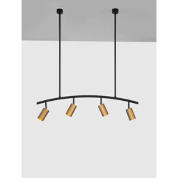Pogno 4 Light Bar Pendant Ceiling Light Black, Gold Aluminium LED GU10 4x10W - thumbnail 2