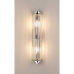 Fairport 2 Light Glass Rod Wall, E14, IP44, Polished Nickel/Clear Glass Rods - thumbnail 3