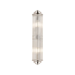 Fairport 2 Light Glass Rod Wall, E14, IP44, Polished Nickel/Clear Glass Rods - thumbnail 1