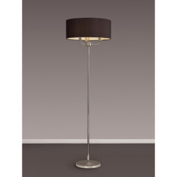 Banyan 3 Light Switched Floor Lamp With 50cm x 20cm Faux Silk Shade, Black/White Laminate Polished Nickel/Black - thumbnail 2