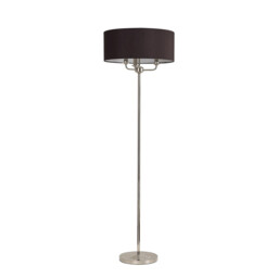 Banyan 3 Light Switched Floor Lamp With 50cm x 20cm Faux Silk Shade, Black/White Laminate Polished Nickel/Black - thumbnail 5