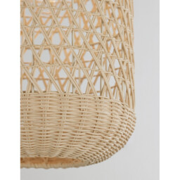 Aurora Dome Pendant Ceiling Light Natural Rattan Black Fabric Wire, Base LED E27 - thumbnail 3